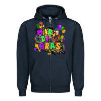 Navy louisiana map mardi gras Zipper Hoodie - CowGirlArtShop
