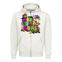 Oatmeal Heather louisiana map mardi gras Zipper Hoodie - CowGirlArtShop