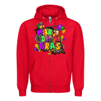 Red louisiana map mardi gras Zipper Hoodie - CowGirlArtShop