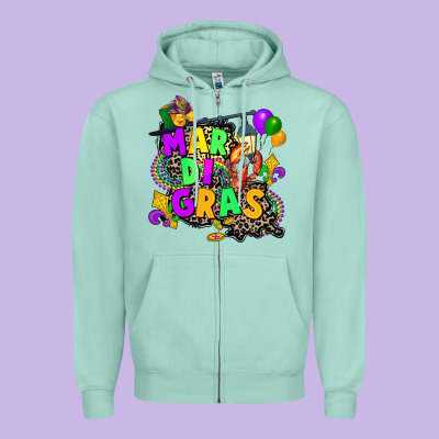 Louisiana Map Mardi Gras Zipper Hoodie Designed By Cowgirlartshop