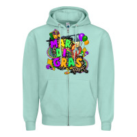 Seafoam louisiana map mardi gras Zipper Hoodie - CowGirlArtShop