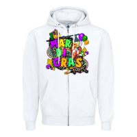 White louisiana map mardi gras Zipper Hoodie - CowGirlArtShop