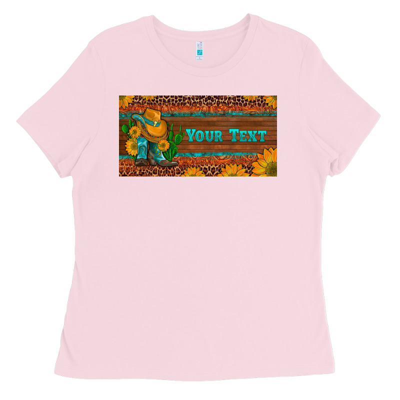 (preview)custom Cowboy Boots Sunflowers And Cactus License Plate Ladies Tee by Artiststas | Teevron