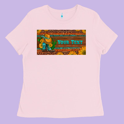 (preview)custom Cowboy Boots Sunflowers And Cactus License Plate Ladies Tee Designed By Artiststas
