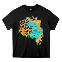 Black glitter leopard turquoise patch Heavy Core Tee - AdoDesignShop