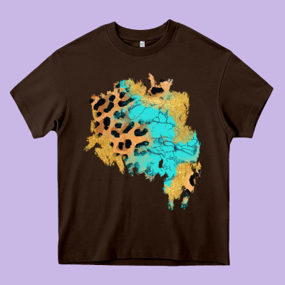 Glitter Leopard Turquoise Patch Heavy Core Tee Designed By Adodesignshop