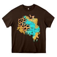 Chocolate Brown glitter leopard turquoise patch Heavy Core Tee - AdoDesignShop