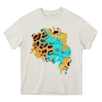 Cream glitter leopard turquoise patch Heavy Core Tee - AdoDesignShop