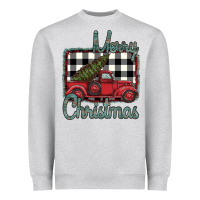 Heather Grey Merry Christmas Truck Heavyweight Sweatshirt - Bettercallsaul