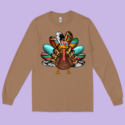 Thanksgiving Turkey Long Sleeve Tee Designed By Ranaportraitstore