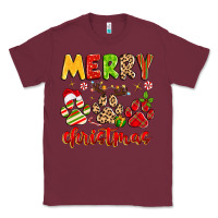 Burgundy merry christmas paws Classic Tee - MaliasSmallBusiness