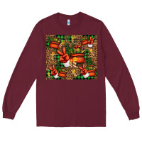 Burgundy Christmas Santa Claus peace hand Long Sleeve Tee - Jasminsmagicworld