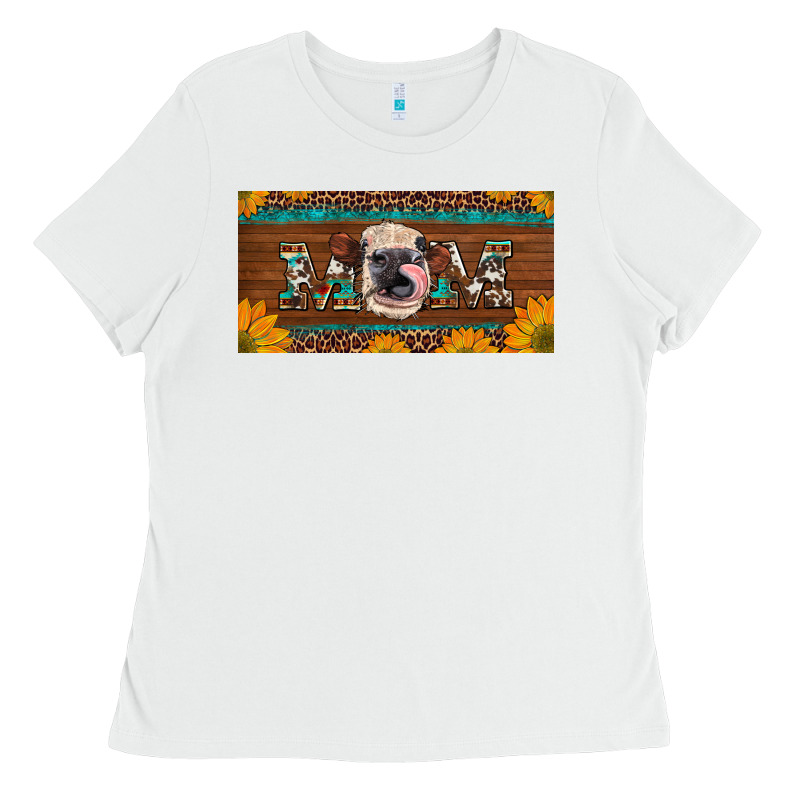 Western Heifer Mom With Sunflowers And Turquoise License Plate Ladies Tee by Artiststas | Teevron