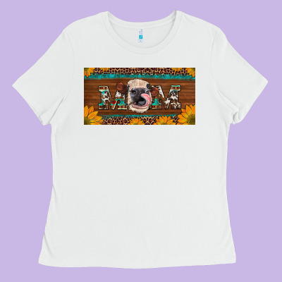 Western Heifer Mom With Sunflowers And Turquoise License Plate Ladies Tee Designed By Artiststas