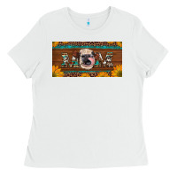 White western heifer mom with sunflowers and turquoise license plate Ladies Tee - Artiststas