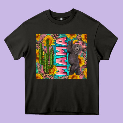 Western Mama With Baby Bear Heavy Core Tee Designed By Artiststas