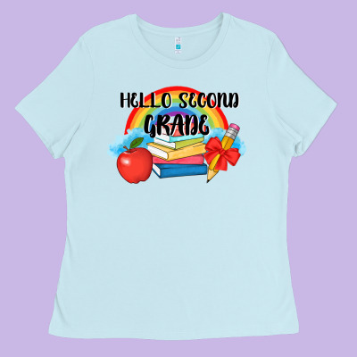 Back To School Hello Second Grade 3200x2400 Ladies Tee Designed By Adodesignshop