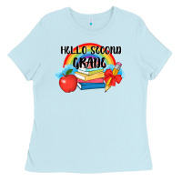 Baby Blue back to school hello second grade 3200x2400 Ladies Tee - AdoDesignShop