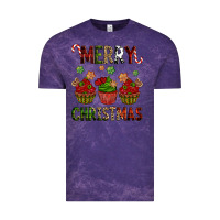 Cloud Purple Merry Christmas cupcakes Vintage Tee - NancyCooperArtShop