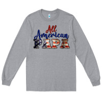 Heather Grey all american papa Long Sleeve Tee - BarkalooDesign