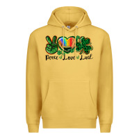 Antique Gold Peace love St. Patrick's Day Premium Hoodie - CowGirlArtShop