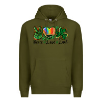 Army Green Peace love St. Patrick's Day Premium Hoodie - CowGirlArtShop