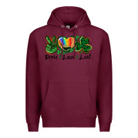 Burgundy Peace love St. Patrick's Day Premium Hoodie - CowGirlArtShop