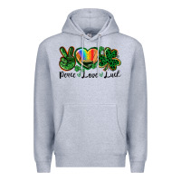 Heather Grey Peace love St. Patrick's Day Premium Hoodie - CowGirlArtShop