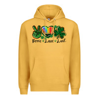 Mustard Peace love St. Patrick's Day Premium Hoodie - CowGirlArtShop