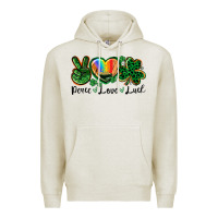 Oatmeal Heather Peace love St. Patrick's Day Premium Hoodie - CowGirlArtShop