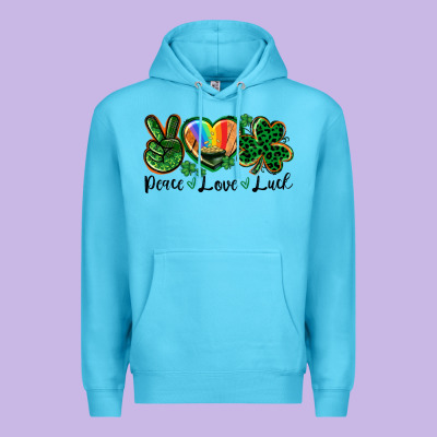 Peace Love St. Patrick's Day Premium Hoodie Designed By Cowgirlartshop