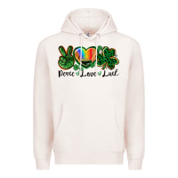 Pale Pink Peace love St. Patrick's Day Premium Hoodie - CowGirlArtShop