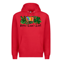 Red Peace love St. Patrick's Day Premium Hoodie - CowGirlArtShop