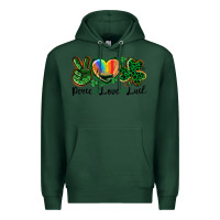Sports Green Peace love St. Patrick's Day Premium Hoodie - CowGirlArtShop