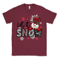 Burgundy let it snow sowman snowflake Classic Tee - MaliasSmallBusiness