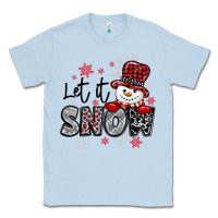 Dusty Blue let it snow sowman snowflake Classic Tee - MaliasSmallBusiness