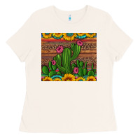 Bone sunflowers turquoise serape cactus tumbler Ladies Tee - Artiststas