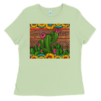 Matcha sunflowers turquoise serape cactus tumbler Ladies Tee - Artiststas