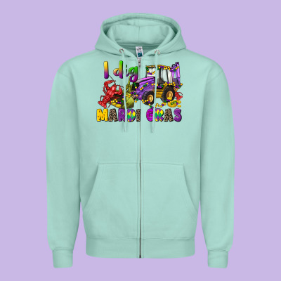 I Dig Mardi Gras Zipper Hoodie Designed By Cowgirlartshop