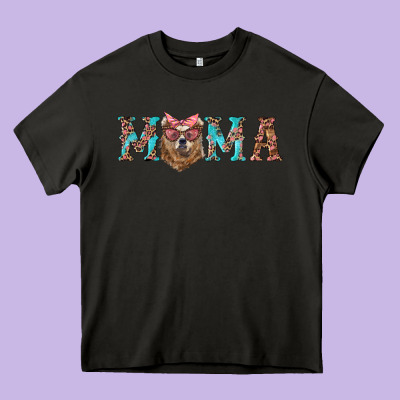 Mama With Bear Heavy Core Tee Designed By Artiststas
