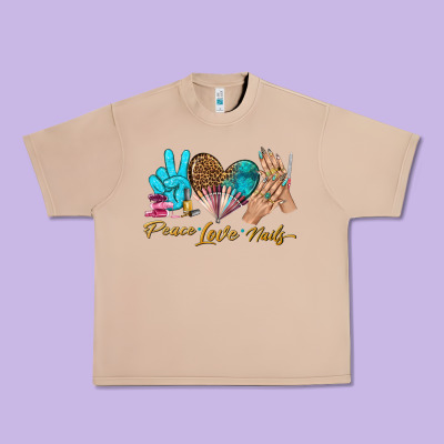 Peace Love Nails Bbs Urban Heavy Tee Designed By Bundleandbundleshop