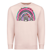 Pale Pink Easter bunny rainbow Premium Sweatshirt - OliviaCreatesArt
