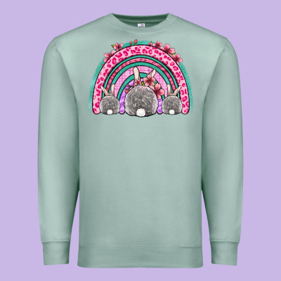 Easter Bunny Rainbow Premium Sweatshirt Designed By Oliviacreatesart