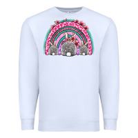 White Easter bunny rainbow Premium Sweatshirt - OliviaCreatesArt