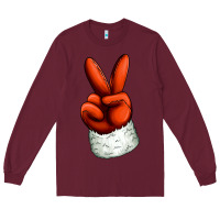 Burgundy Christmas peace hand Long Sleeve Tee - Jasminsmagicworld