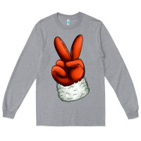 Heather Grey Christmas peace hand Long Sleeve Tee - Jasminsmagicworld