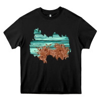 Black wood leather patch Heavy Core Tee - AdoDesignShop