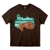 Chocolate Brown wood leather patch Heavy Core Tee - AdoDesignShop