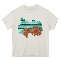 Cream wood leather patch Heavy Core Tee - AdoDesignShop