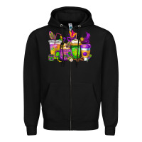 Black mardi gras coffee cups cowgirl Zipper Hoodie - CowGirlArtShop